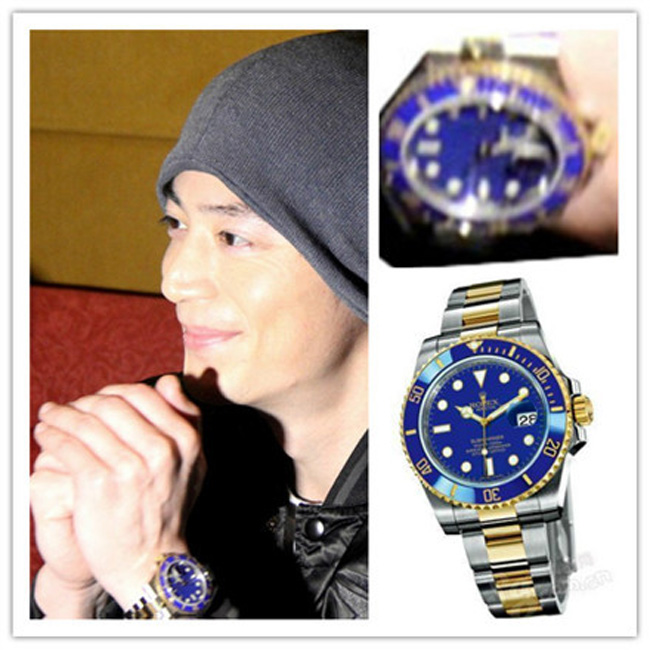 Wallace Huo portant une montre Rolex